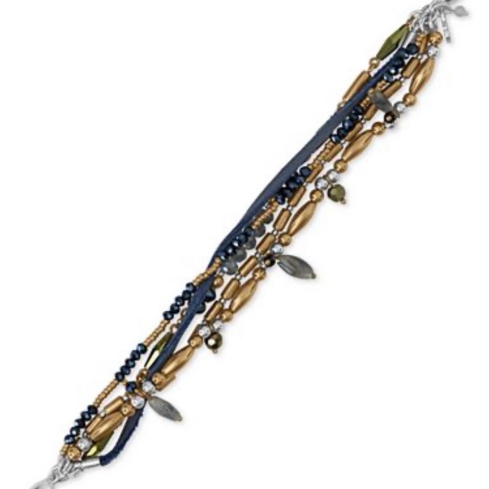 Lucky Brand Two-Tone Bead & Leather Bracelet